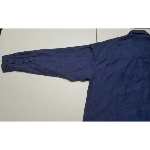 Whipper In Linen Blend Button Up Long Sleeve Shirt Blue Floral Print Men's M - Picture 15 of 15